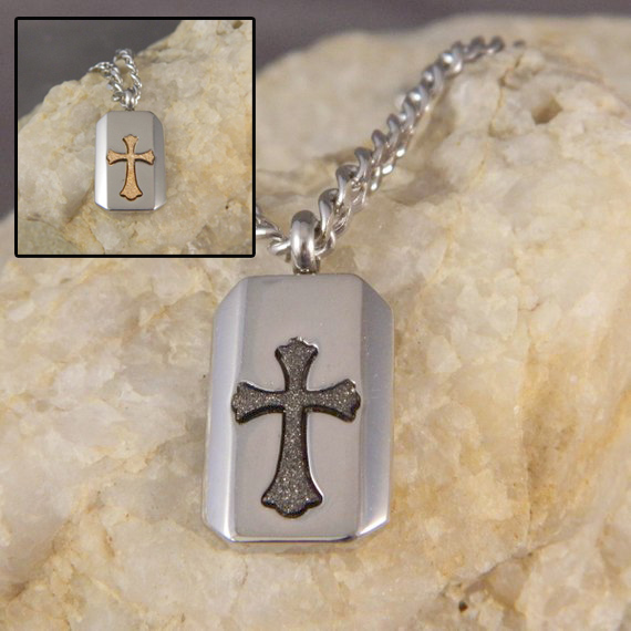 Black or Gold Stainless Steel Cross Necklace